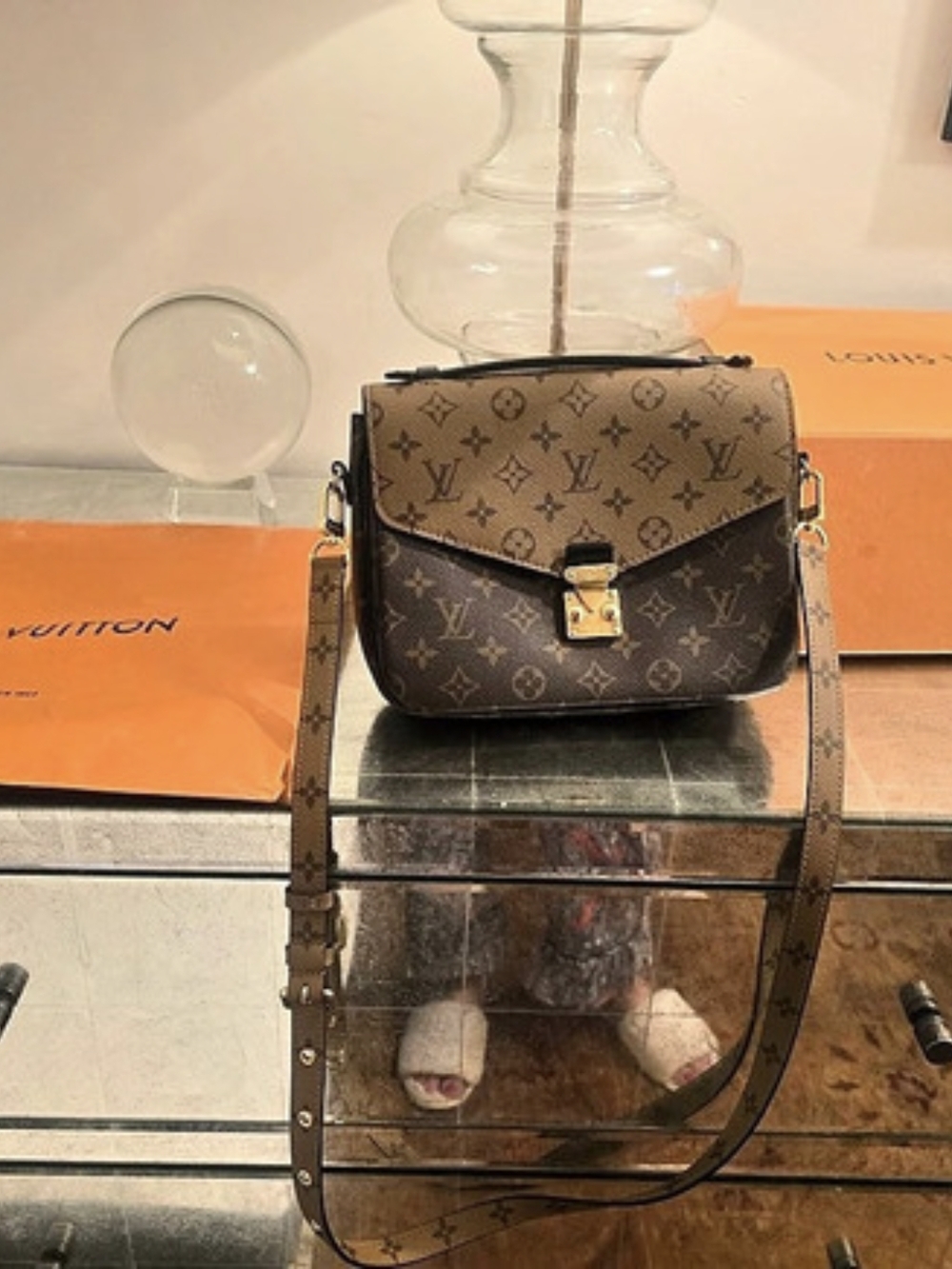 Louis Vuitton Pochette Métis MM Monogram Crossbody Bag in Brown
